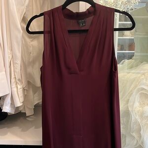 Theory Sleeveless V-Neck Blouse in Burgundy